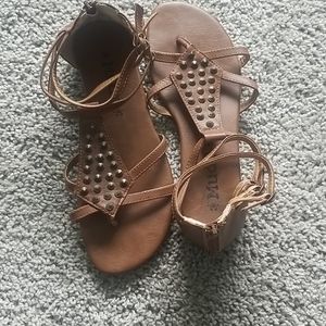 Brown studded gladiator sandals